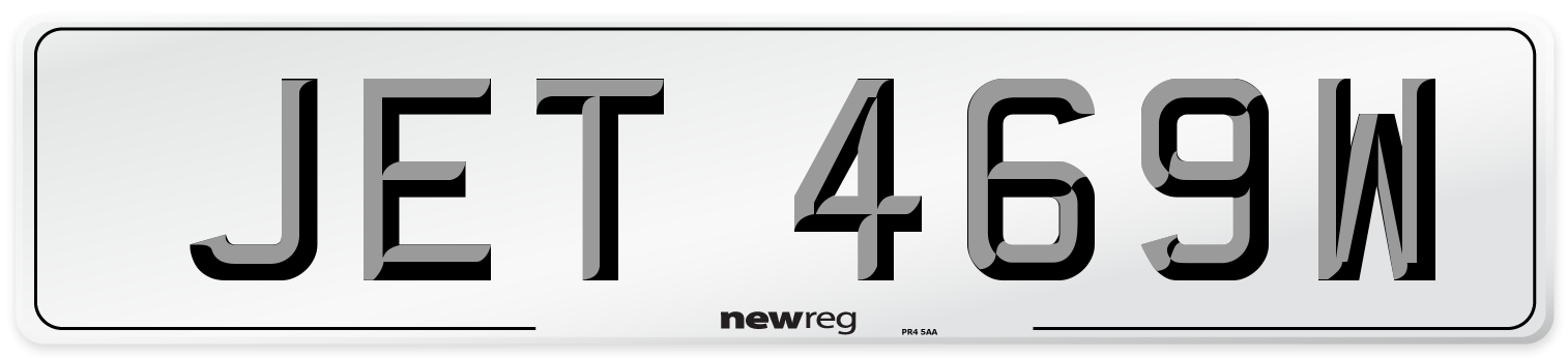 JET 469W Number Plate from New Reg